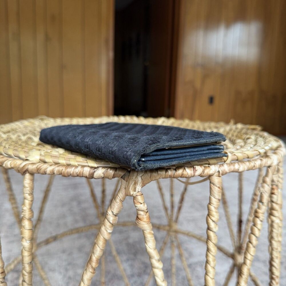 Vintage GUCCI GG Supreme Canvas Navy Blue Leather Wallet Logo Gold Snap Trifold - Picture 7 of 16